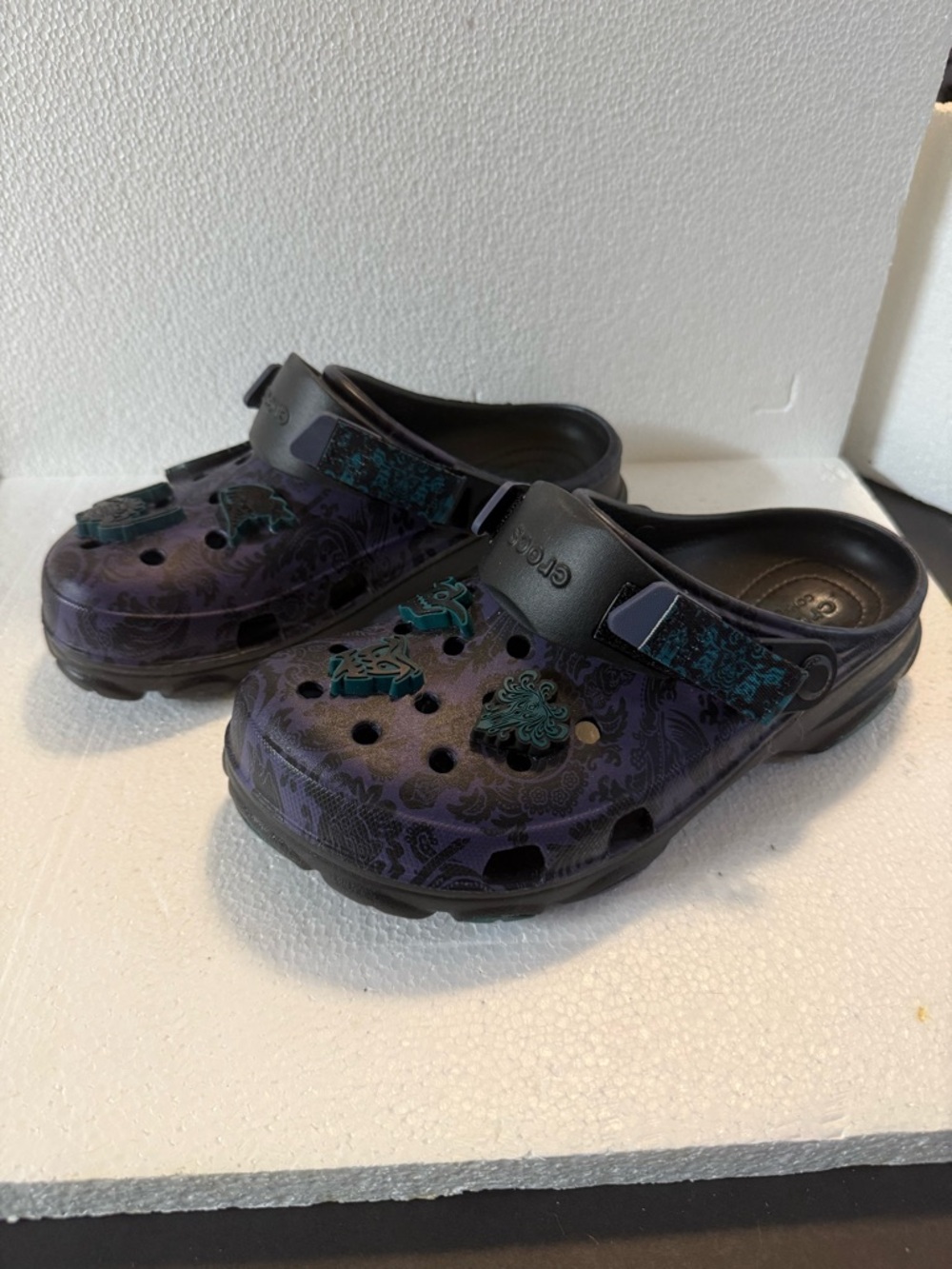Crocs Disney Haunted Mansion Purple Patterned Clog with Black Strap - Picture 2 of 5